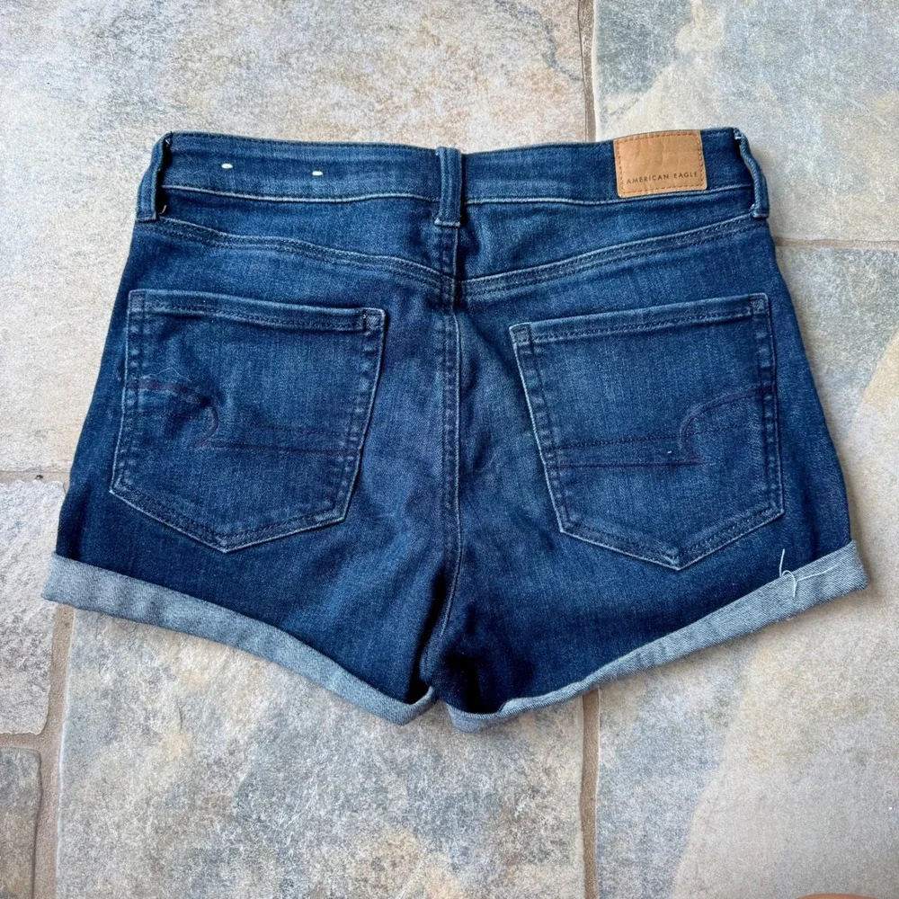 American Eagle‎ Super High Rise Shortie Shorts 6 Dark Wash Ne(x)t Level Stretch